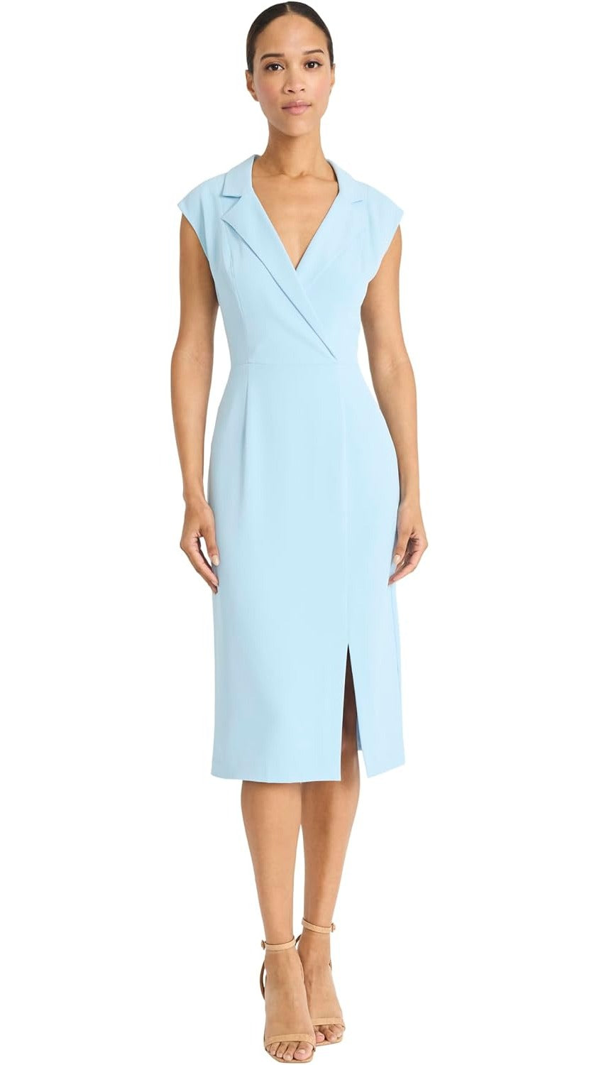 Maggy London Tailored Wrap V-Neck Crepe Midi Dress G6378M Wholesale