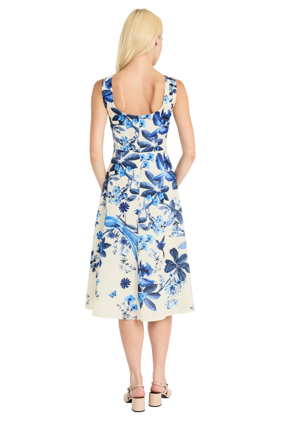 Maggy London Floral Cotton Voile Sleeveless Fit and Flare Midi Dress G6460M Wholesale