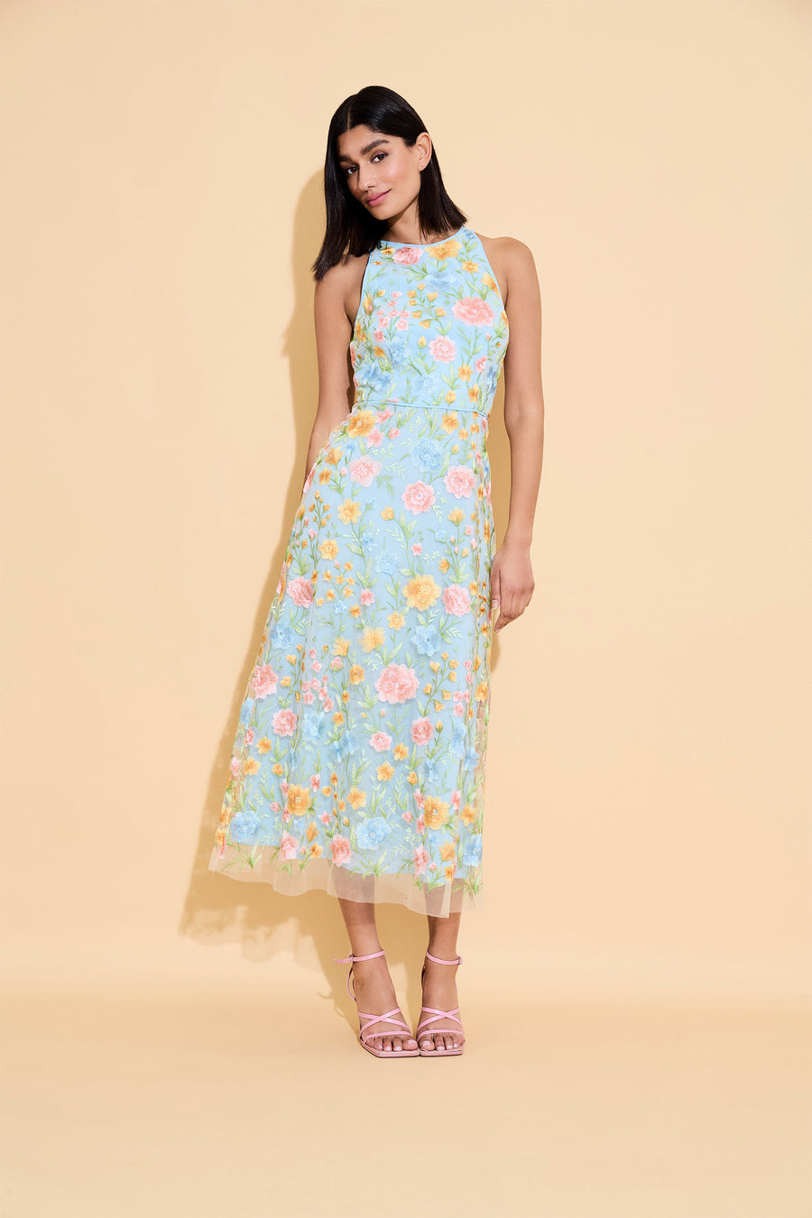Bouquet Embroidered Midi Sheath Dress Maggy London G6493M