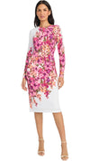 Maggy London Floral Long Sleeve Jersey Midi Dress G6507M Wholesale