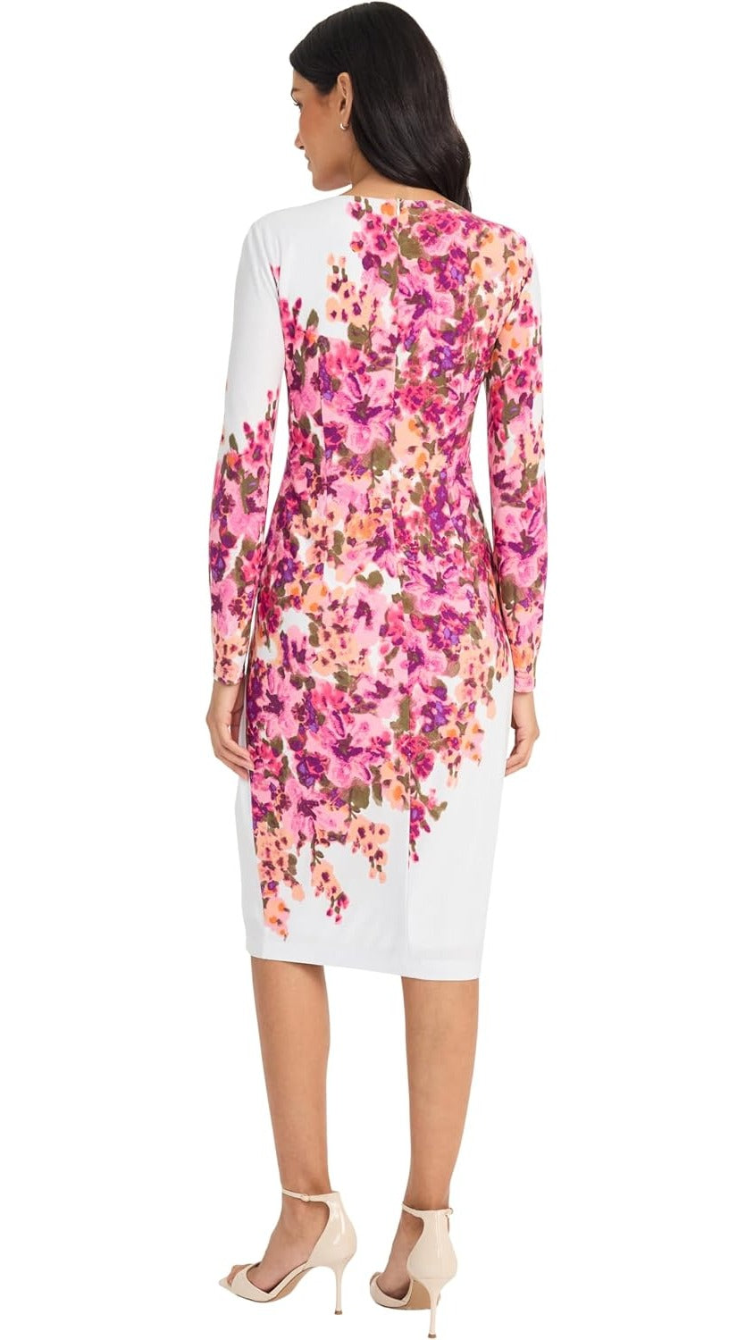 Maggy London Floral Long Sleeve Jersey Midi Dress G6507M Wholesale