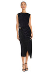 Maggy London Crinkled Velvet Side Drape Sleeveless Midi Dress G6681M Wholesale