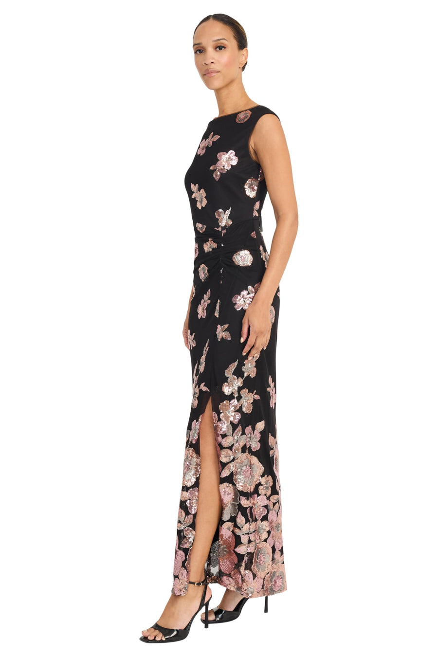 Maggy London Sequin Floral Lace Sleeveless Maxi Dress G6744M Wholesale