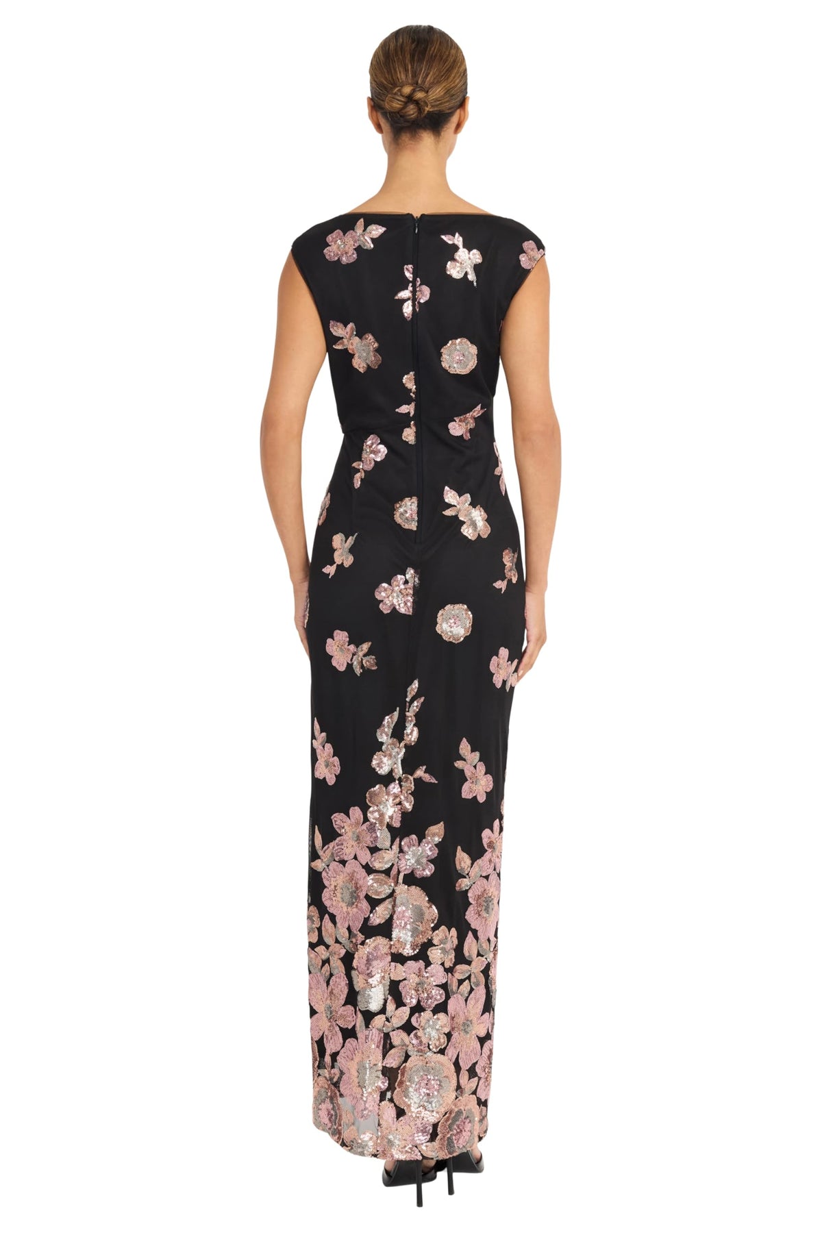 Maggy London Sequin Floral Lace Sleeveless Maxi Dress G6744M Wholesale