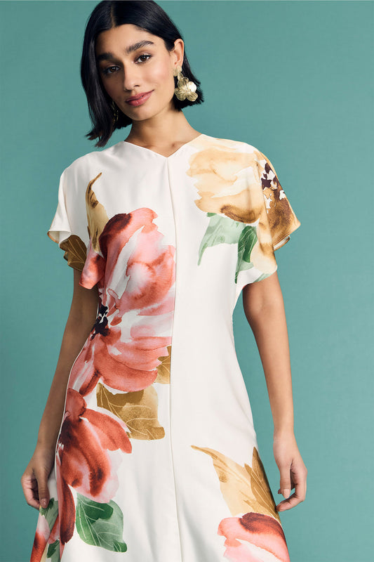 Flutter Sleeve Floral Midi Dress Maggy London G6911M