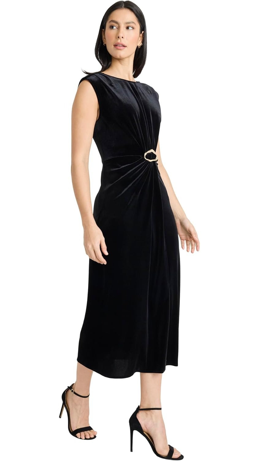 Maggy London Velvet Side Ruched Sleeveless Midi Dress G6920M Wholesale