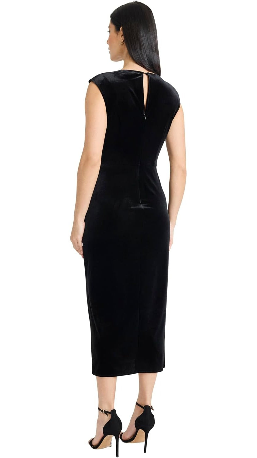 Maggy London Velvet Side Ruched Sleeveless Midi Dress G6920M Wholesale