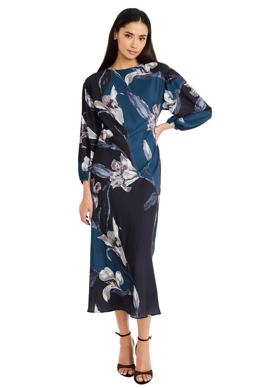 Printed Floral Georgette Dress Maggy London G7162M