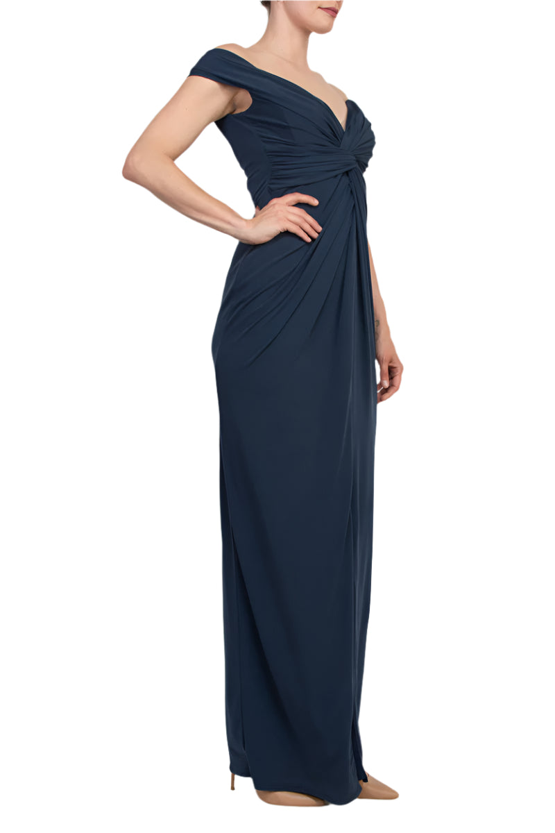 Katie May Off-The-Shoulder Front Knot Accent Hazel Gown Dress - DEEP SEA - SIDE