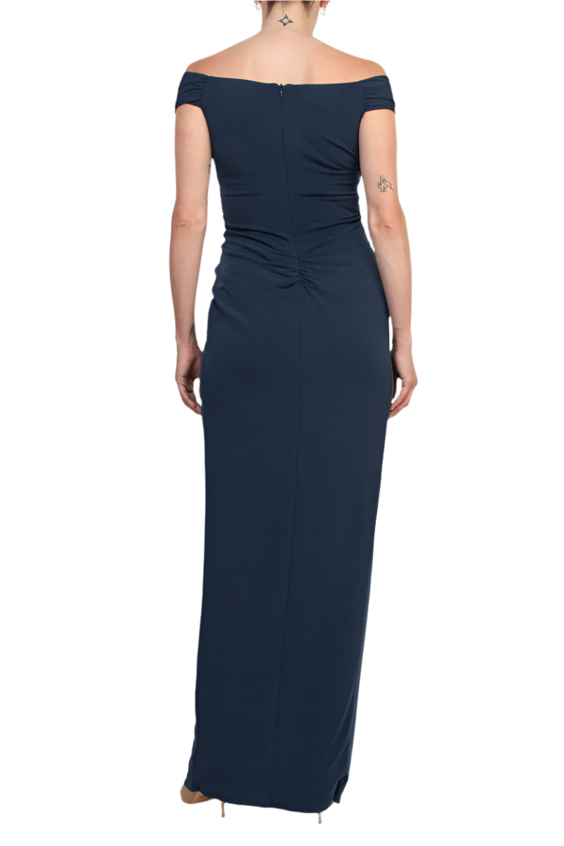 Katie May Off-The-Shoulder Front Knot Accent Hazel Gown Dress - DEEP SEA - BACK