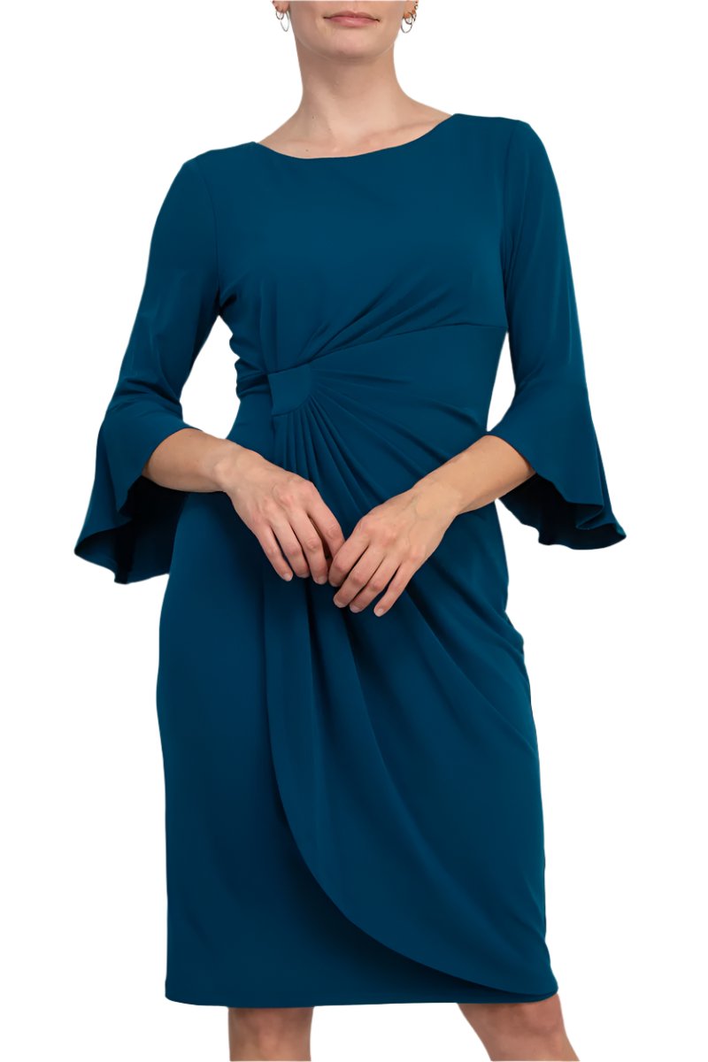 Connected Apparel Matte Jersey Dress - DEEP TEAL - Front