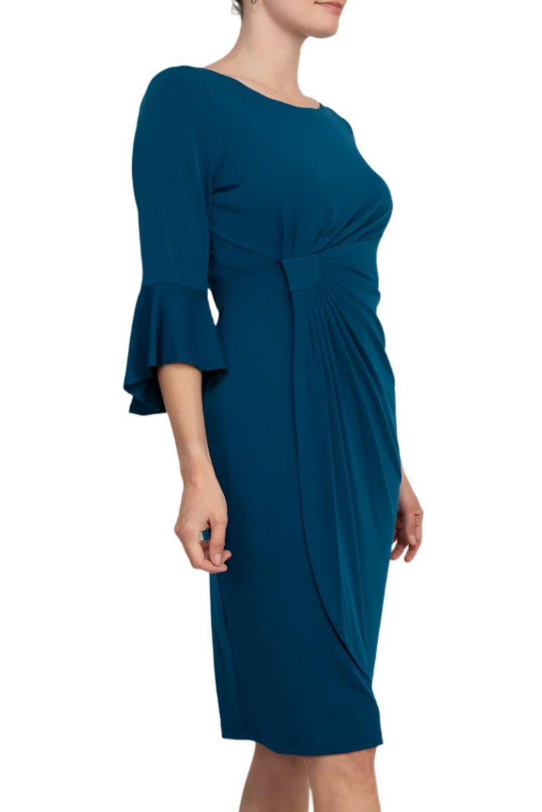 Connected Apparel Matte Jersey Dress - DEEP TEAL - Side View