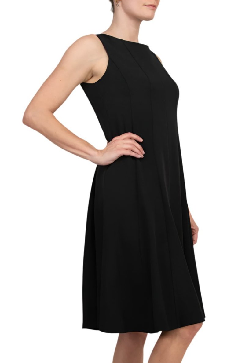 Evan Picone Multi Seam Fit & Flare Dress - BLACK - Side 