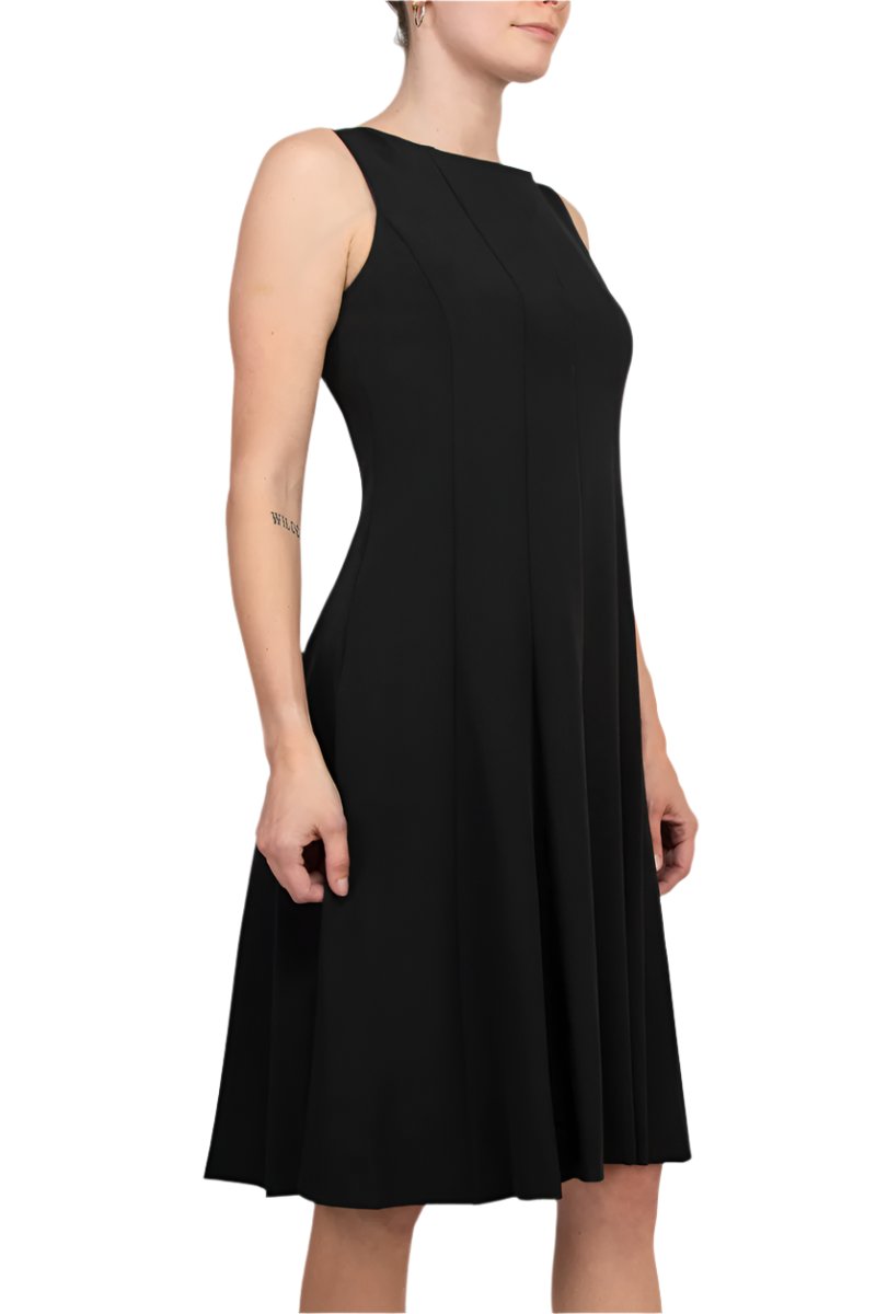 Evan Picone Multi Seam Fit & Flare Dress - BLACK - Side View