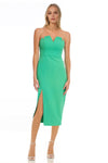 Badgley Mischka Strapless Curved Neck Crepe Sheath Midi Dress J0442