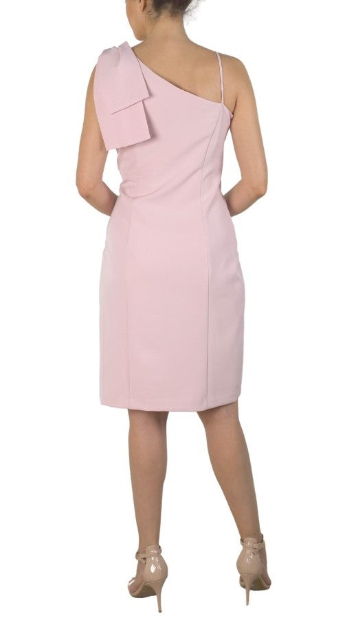 Julia Jordan One Shoulder Bow Side Slit Crepe Sheath Dress JJ38699