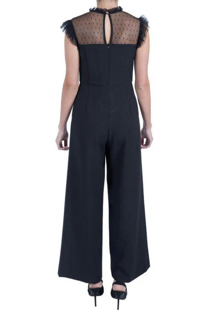 Julia Jordan Ruffled Drawstring Crepe Jumpsuit - BLACK - back