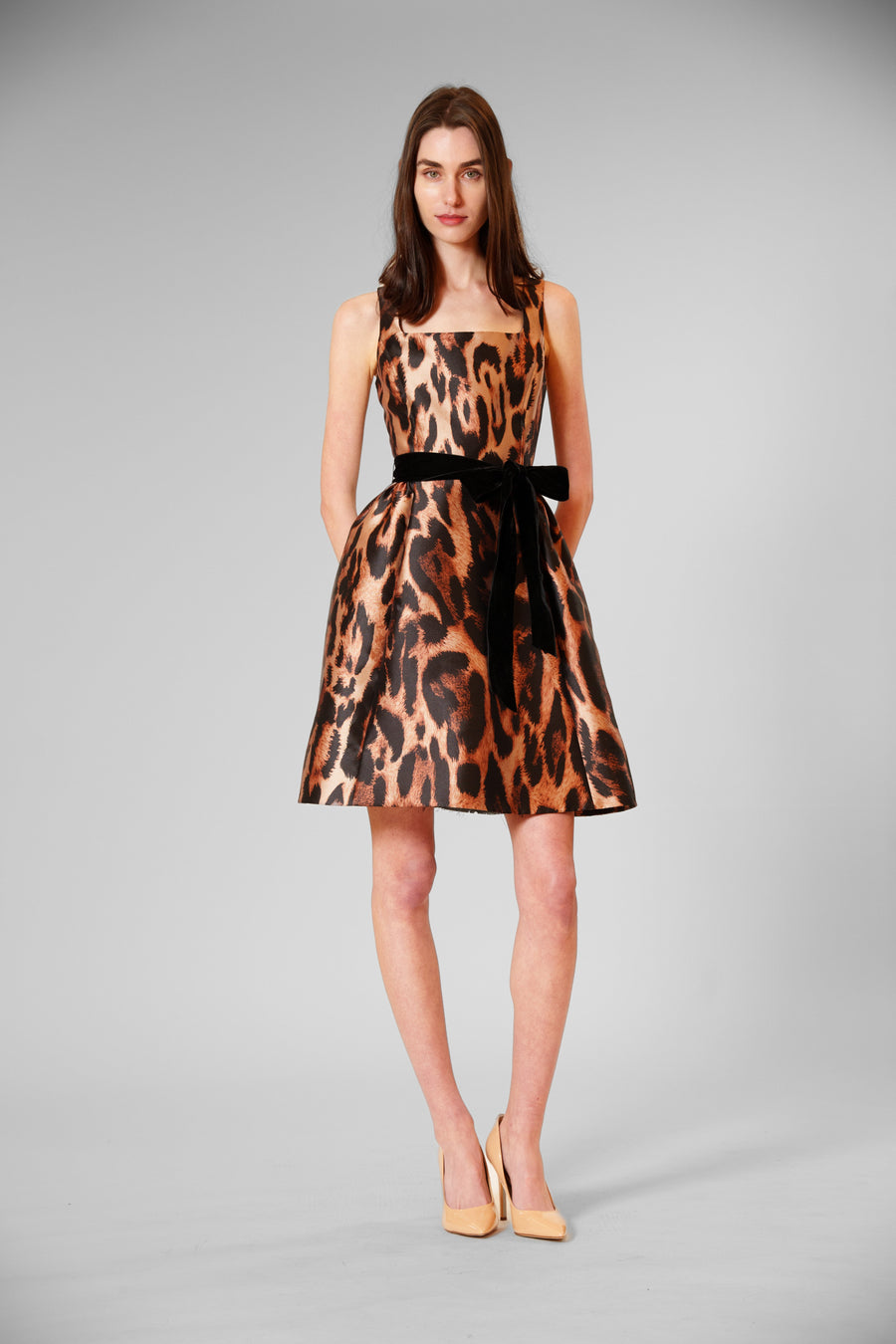 Leopard Print Cocktail Dress with Velvet Sash Julia Jordan JJ41481