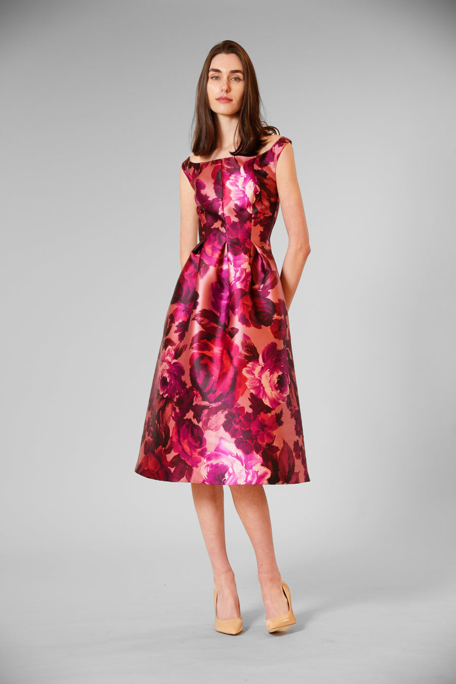 Floral Boat Neck A-Line Evening Dress Julia Jordan JJ41516