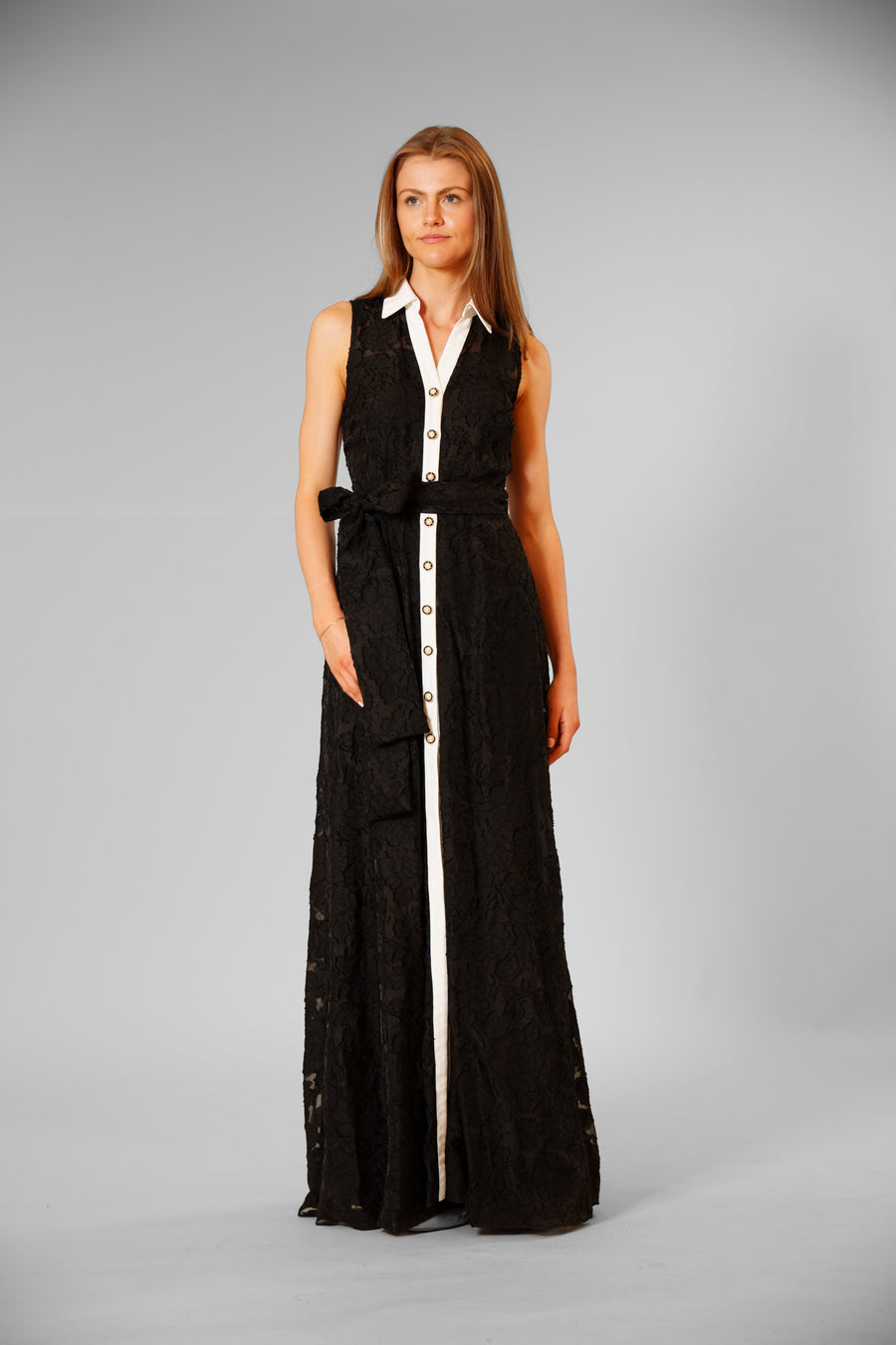 Sleeveless Burnout Shirt Dress with Sash Julia Jordan JJ41524