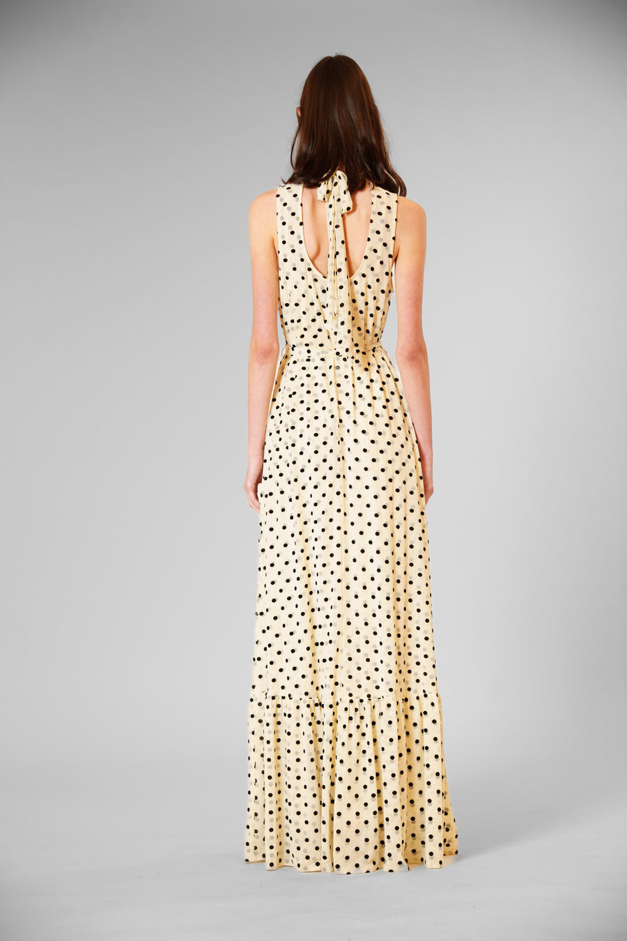Polka Dot Mesh Overlay Gown with Sash Julia Jordan JJ41556A