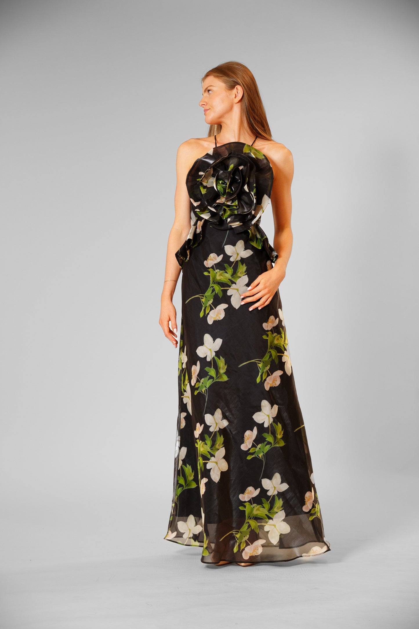 Sleeveless Organza Rosette Detail Gown Julia Jordan JJ41605