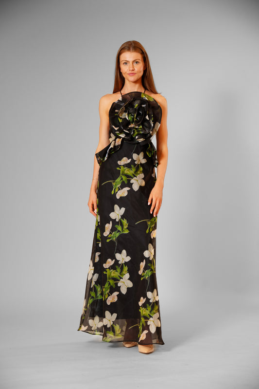 Sleeveless Organza Rosette Detail Gown Julia Jordan JJ41605