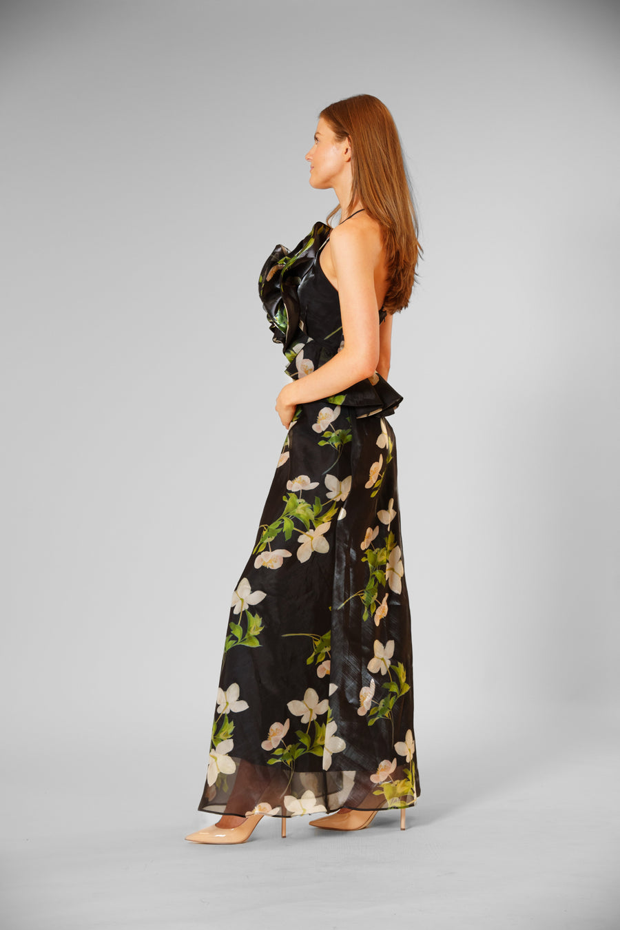 Sleeveless Organza Rosette Detail Gown Julia Jordan JJ41605