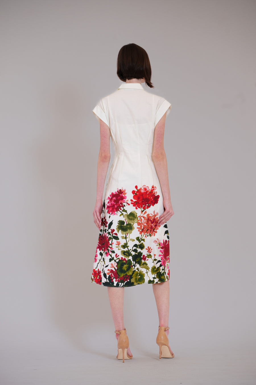 Short Sleeve V-Neck Printed Midi Shirt Dress Julia Jordan JJ41617