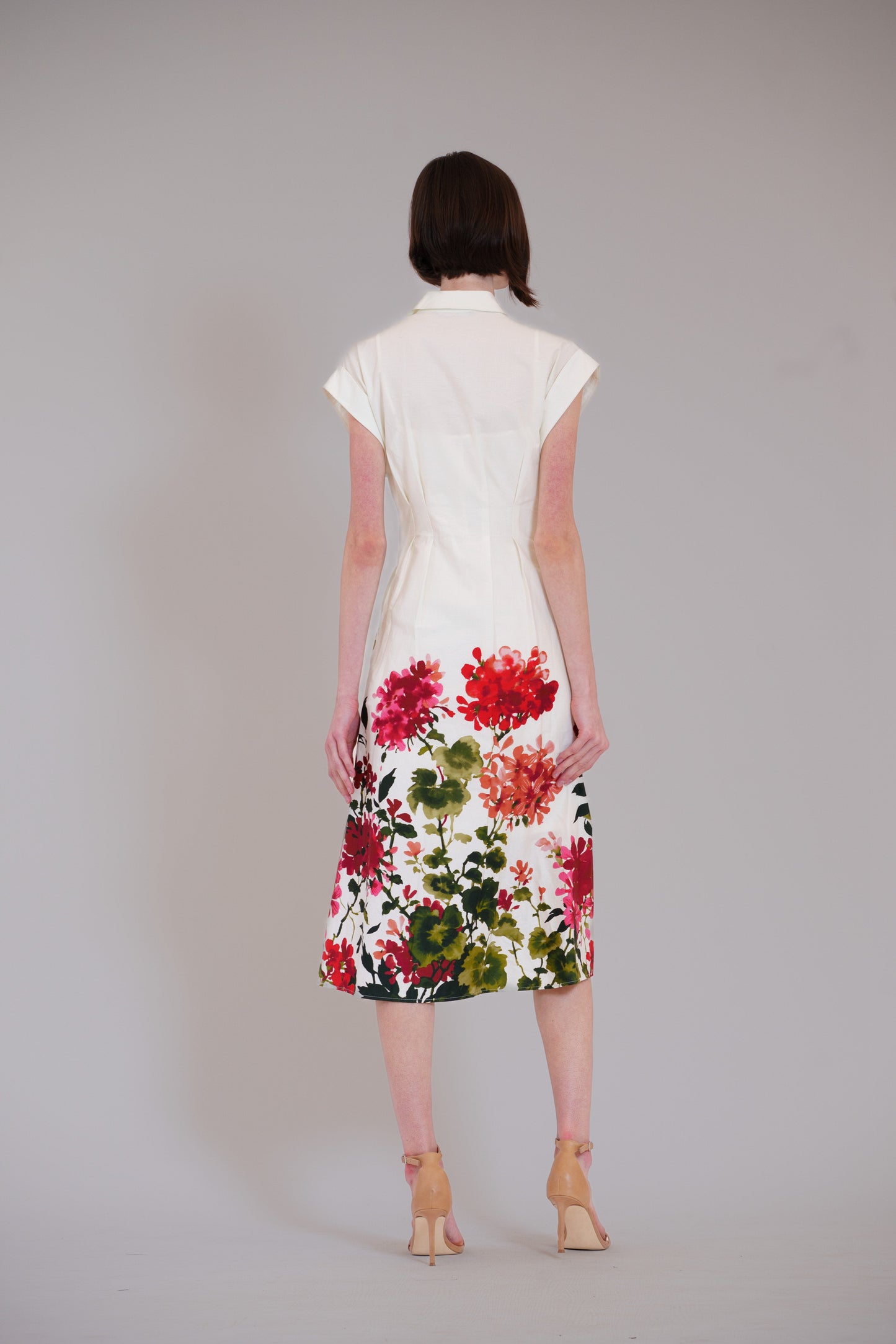 Short Sleeve V-Neck Printed Midi Shirt Dress Julia Jordan JJ41617