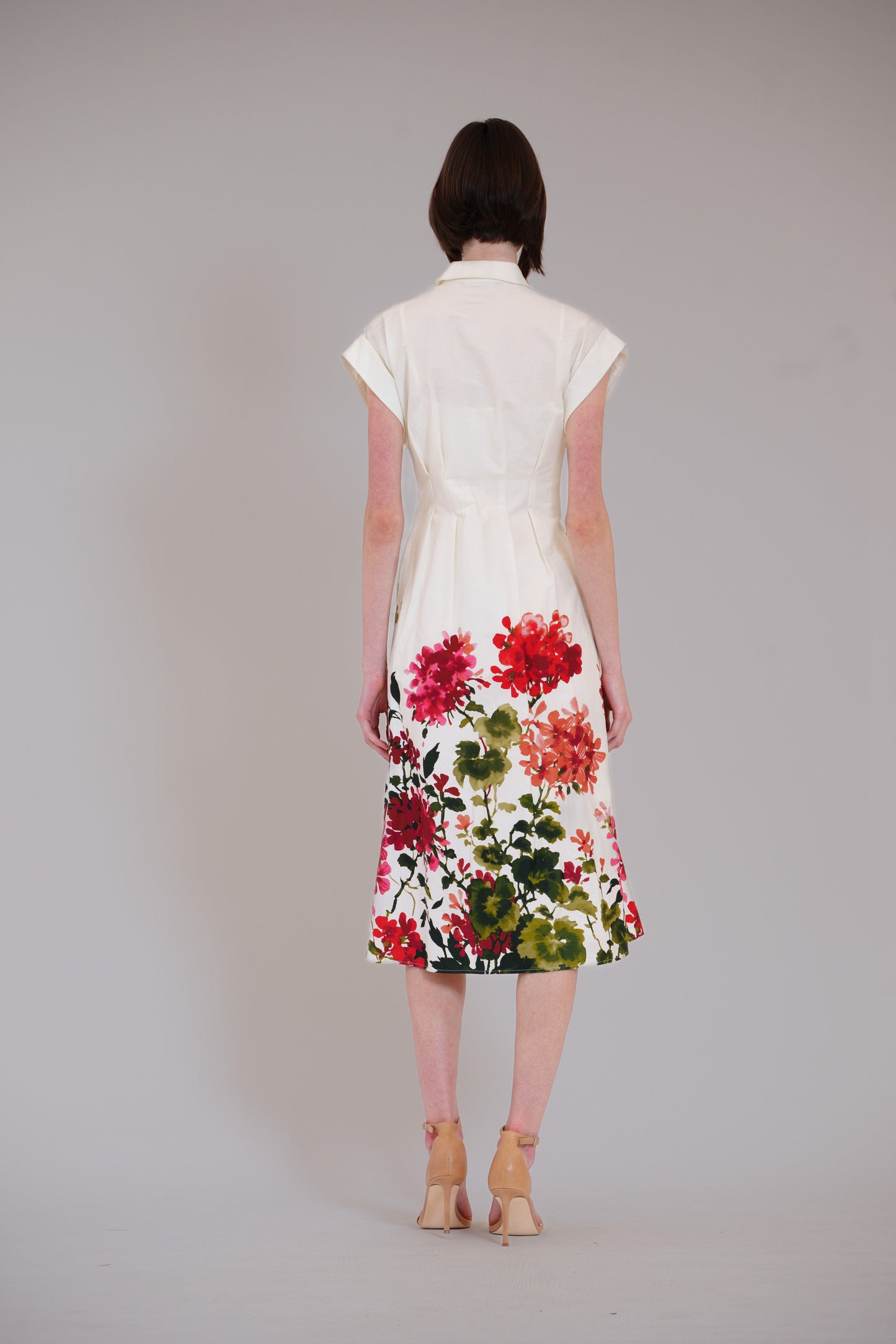 Short Sleeve V-Neck Printed Midi Shirt Dress Julia Jordan JJ41617