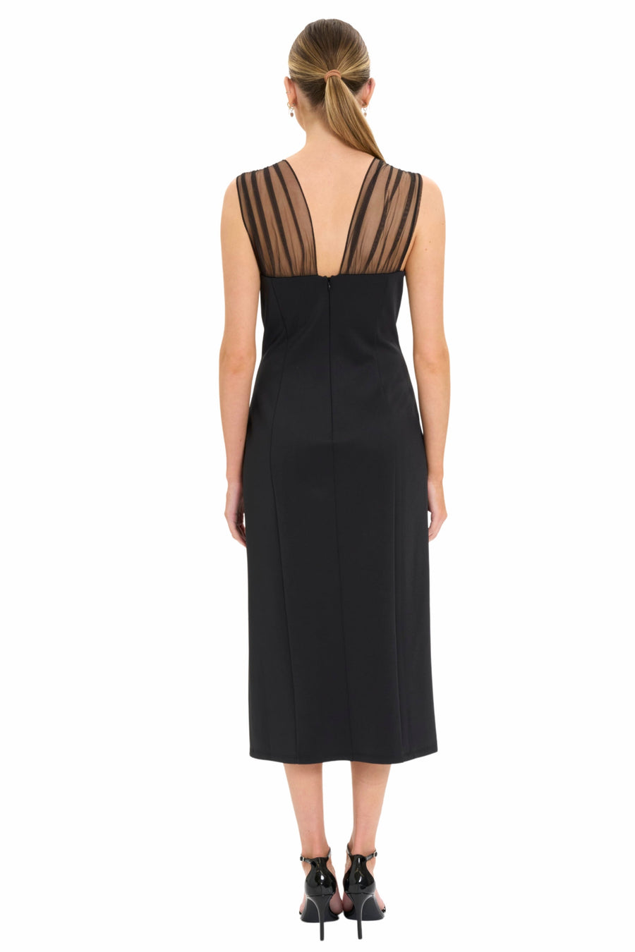 Maggy London Belted Long Sleeve Sheath Dress in Black G7051M