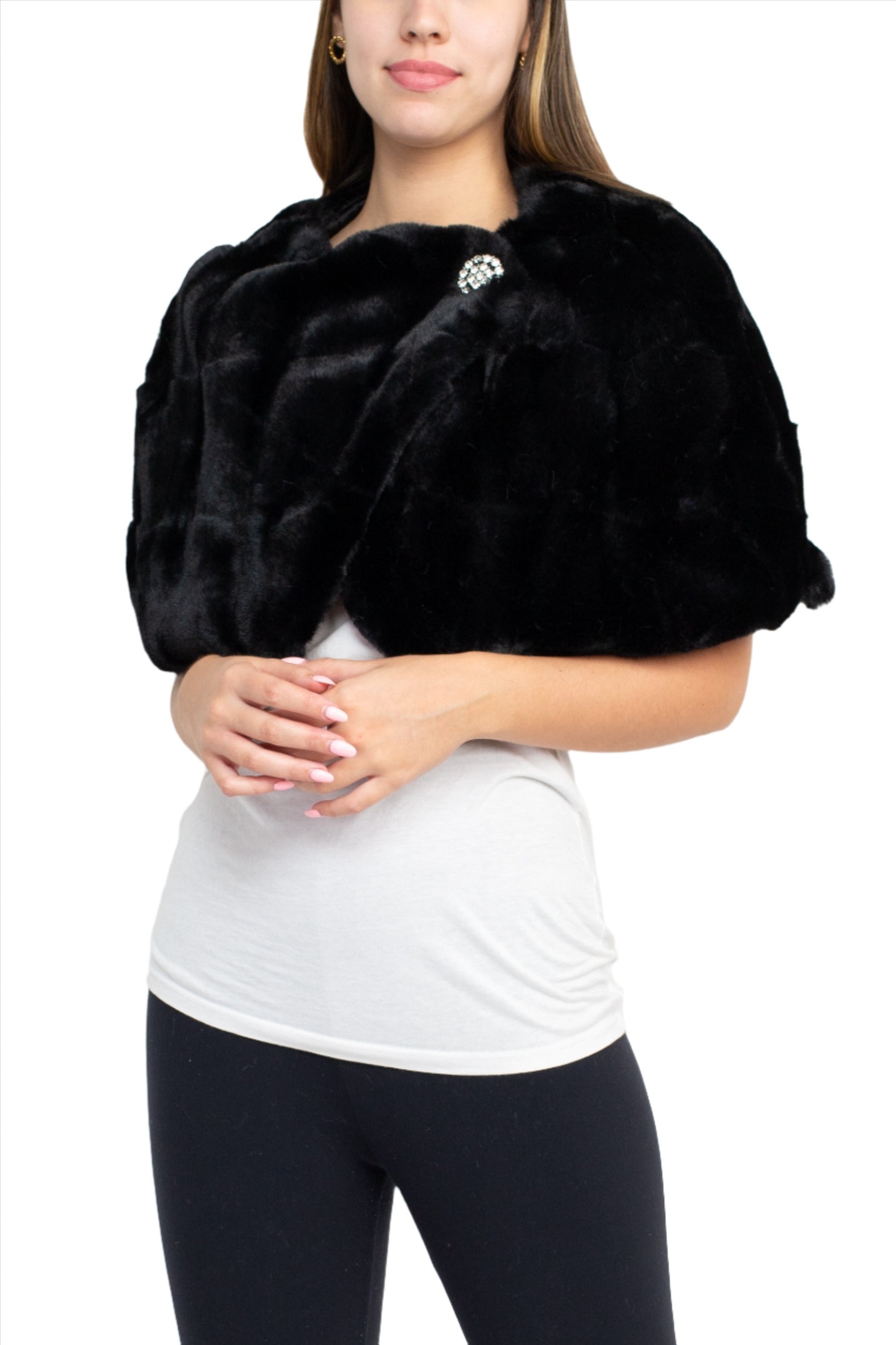 Nina Leonard Faux Fur - Black - Front