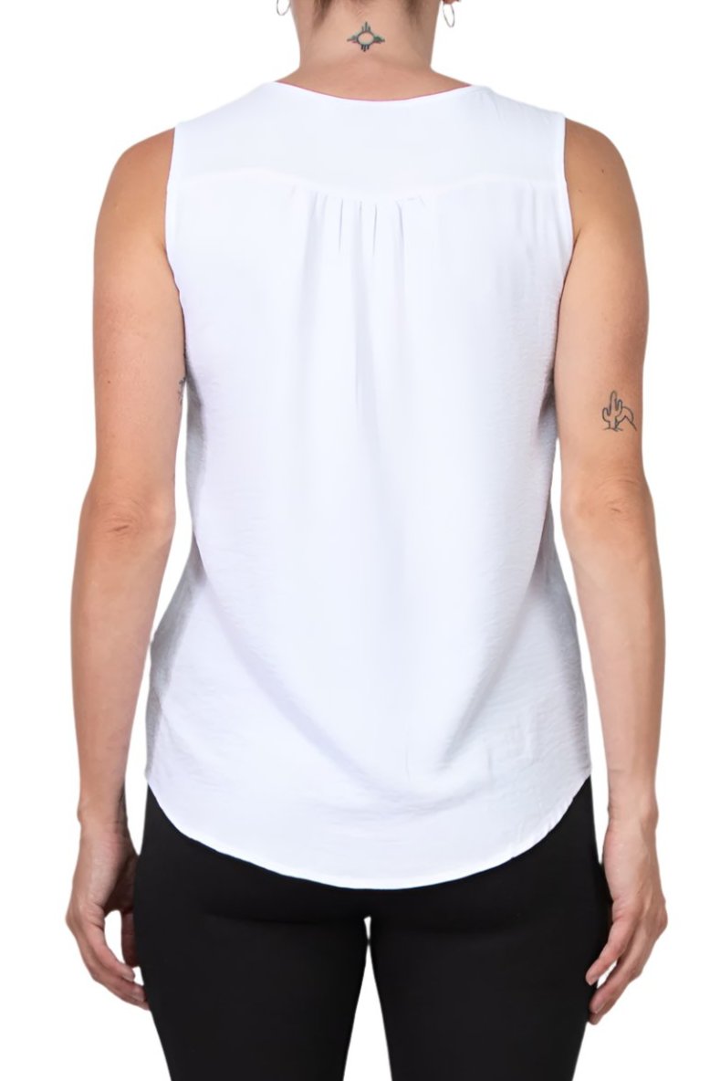 Notations Sleeveless Button Front Airflow Blouse - CONCH SHELL - Back