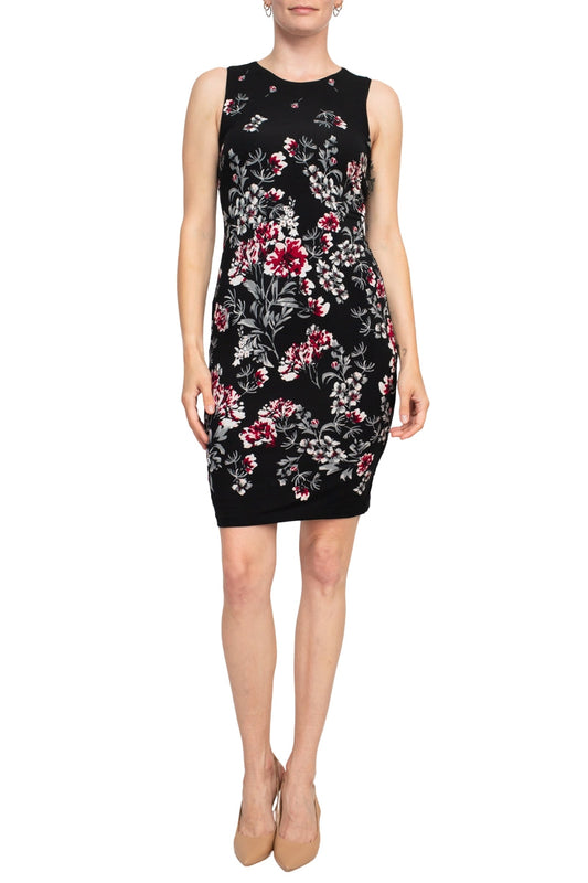 Jewel Neck Knee-Length Jersey Cocktail Bodycon Dress - Cathy Malandrino MCD90201