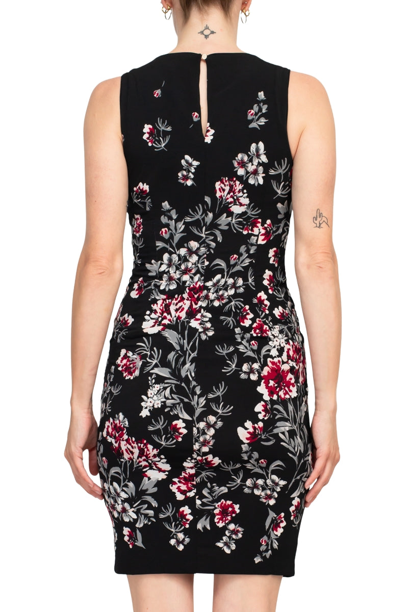 Jewel Neck Knee-Length Jersey Cocktail Bodycon Dress - Cathy Malandrino MCD90201
