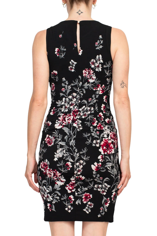 Jewel Neck Knee-Length Jersey Cocktail Bodycon Dress - Cathy Malandrino MCD90201