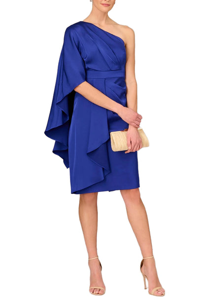 Aidan Mattox Draped One Shoulder Sheath Dress - ROYAL SAPPHIRE - SIDE