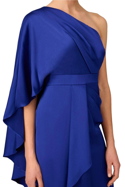 Aidan Mattox Draped One Shoulder Sheath Dress - ROYAL SAPPHIRE - FABRIC 