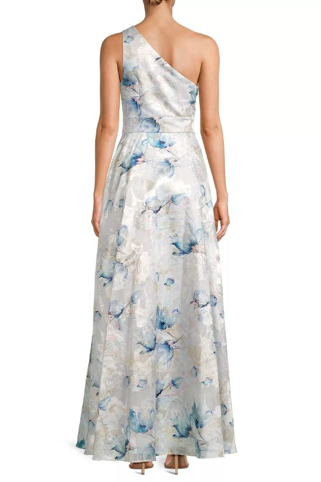 Aidan Mattox Floral Jacquard One-Shoulder Neck Sleeveless Gown