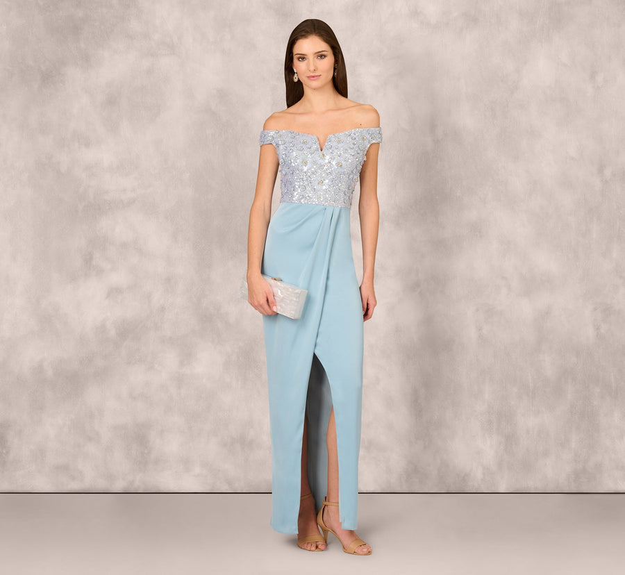 Aidan Mattox MD1E209365 Slit Long Sequin Formal Dress