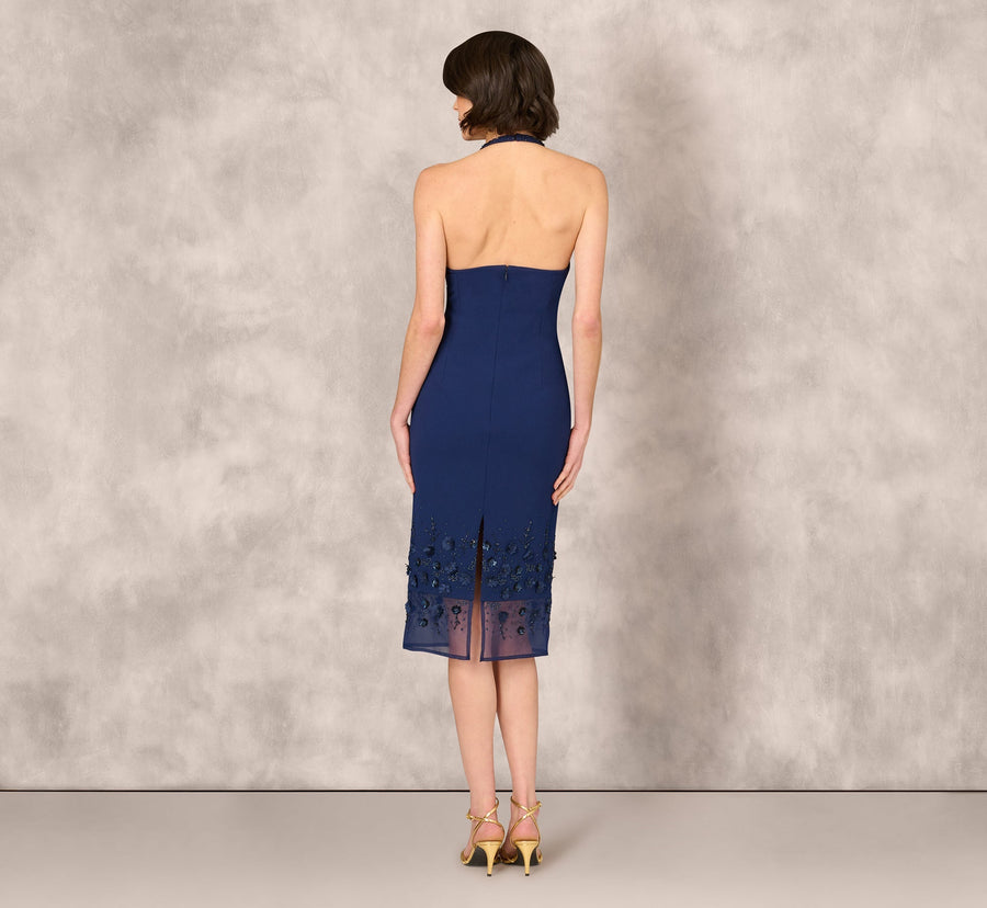Halter Midi Crepe Formal Sheath Dress Adrianna Papell ML1E209511