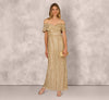 Off Shoulder Sequin Bead Column Gown Adrianna Papell MD1E209782