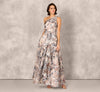 One Shoulder Floral Jacquard Ruffle Gown Adrianna Papell MD1E209791
