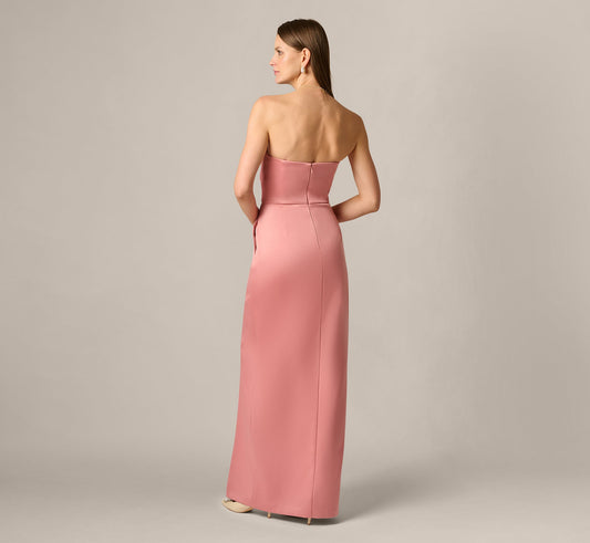 Strapless Satin High Slit Gown Aidan Mattox MD1E209846