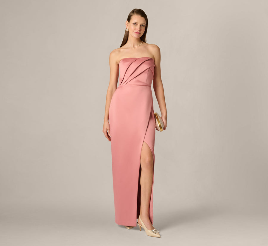Strapless Satin High Slit Gown Aidan Mattox MD1E209846