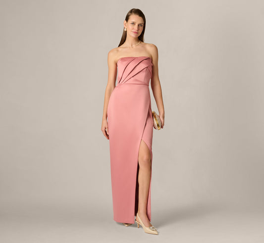 Strapless Satin High Slit Gown Aidan Mattox MD1E209846