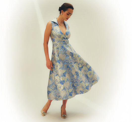 Hydrangea Floral Jacquard Midi Dress Aidan Mattox MD1E209963