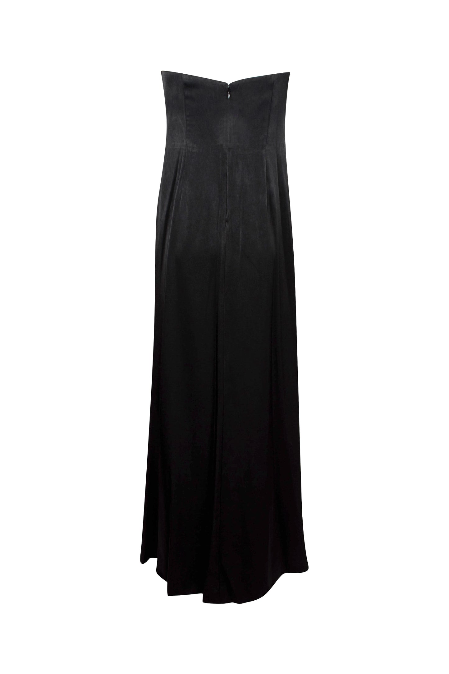 Aidan Mattox Strapless Overlay Zipper Back Solid Polyester Jumpsuit - BLACK - Back