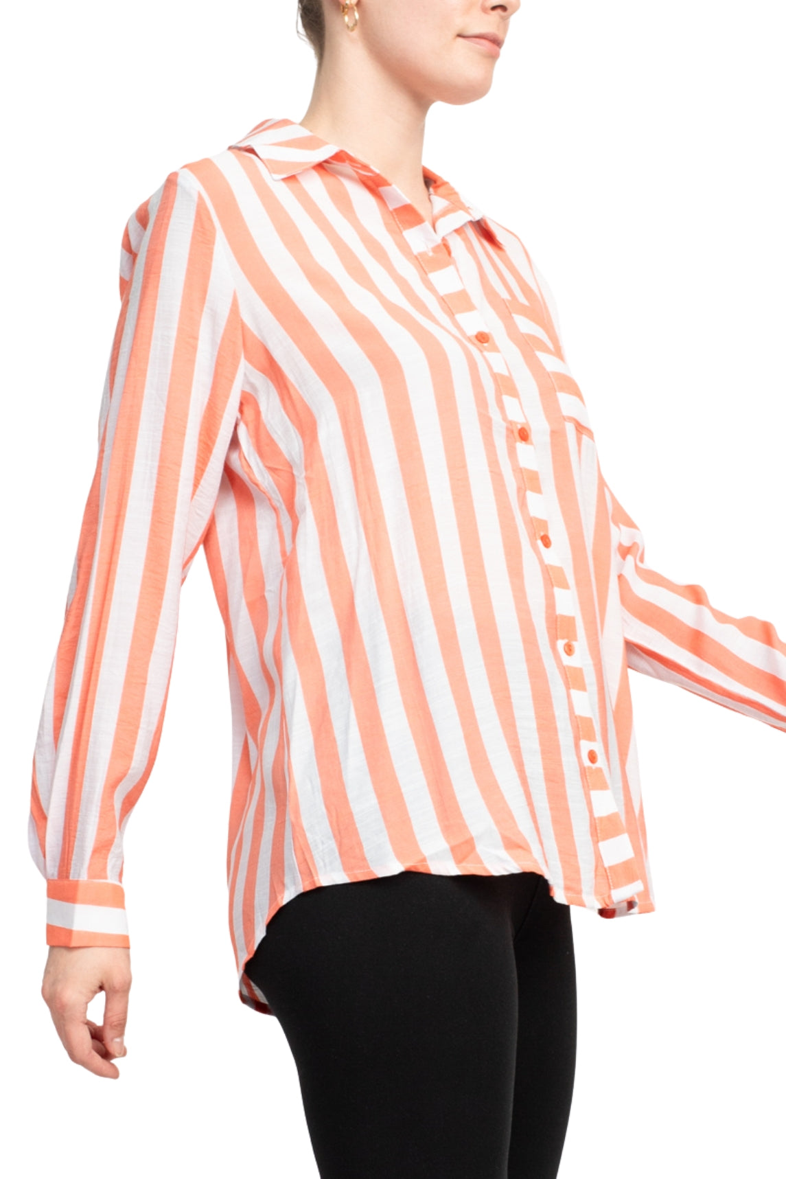 Notations Slubbed Woven Chest Pocket Shirt - CORAL WHITE - Side